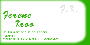 ferenc kroo business card